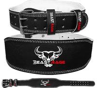 Weight Lifting Belt Leather Heavy Duty Gym Body Building Workout Training Weight Lifting Belt 10 Adjustable Holes 4” Padded Lumbar Back Support Exercise Powerlifting Fitness Squats Strength (S, Black)