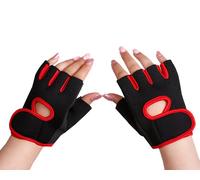 Weight Lifting Gloves with Wrist Support Gym Workout Cycling Rowing Training Fitness Sports Gloves Exercise body pump Short finger Padded Firm Grips protection Anti-Slip Men Women kids (Small, Red)