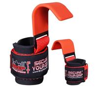 Weight Lifting Hooks Heavy Duty Lifting Wrist Straps Pull Ups Deadlift Straps Power Lifting Grips Padded Workout Straps for Weightlifting Gym Gloves for Men & Women Premium Workout Equipment (JET RED