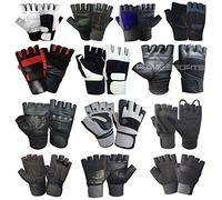 Weight lifting leather padded gloves fitness training body building gym straps (106, M)