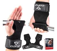 COFOF Weight Lifting Wrist Strap,Double Layer Leather Weightlifting Wrist Strap for Deadlift and Powerlifting, Adjustable Neoprene Padded Gym Workout Lifting Wrist Hooks for Men/Women(Pair) (Black)