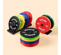 Weight Plate Drink Coasters Set of 5, Personalised Non-Slip Mixed Colour Bumper Plates Shape Coasters, Custom Text Coaster with Holder Funny Gym Gifts for Men & Women