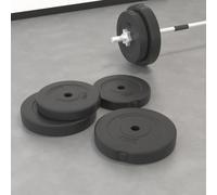 Weight Plates 30kg Cement Plastic Coated Black 31/26cm Hole 2.7cm 2x10+2x5 Set