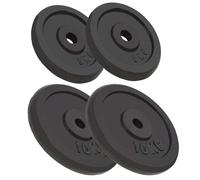 Weight Plates Cast Iron Black 2x10kg+2x5kg 27.5cm/21cm Dia 30mm Hole HomeGymKits