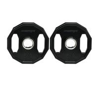Weight Plates Set 2x5kg (10kg) Black Rubber-Coated Steel 24cm 5cm Two-Hole Grip