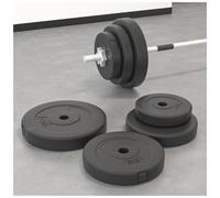 Weight Plates Set 30 kg Black Cement Covered 2x7.5/2x5/2x2.5kg 30/26/21cm Ø2.7cm