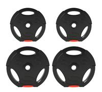 Weight Plates Set Black Polypropylene & Sand 2x5kg+2x2.5kg F34x6cm 3-grip Ø2.5cm