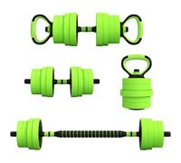 Weight Set Adjustable 30kg - Dumbbell Barbell Kettlebell Push-Up Green Home PVC