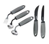 Weighted Adaptive Cutlery Set, 5 Piece Cutlery for Arthritic Hands, 42° Angled Adaptive Utensils, Easy Grip Cutlery for Elderly Disabled Parkinson's Tremors Arthritis (Right-Handed)