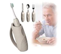 Weighted Adaptive Utensils Handles for Hand Tremors, Silicone Anti-Shake Eating Aid for Elderly & Parkinson's Patients, Wide Ergonomic Grip Assistive Devices for Independent Living(Gray)
