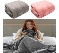 Weighted Blanket 4-8kg Velvet Front Reverse Microfibre Deeper Sleep Anxiety Autism Relief Throw Blanket Adult Velour Weighted Blankets Cozy Soft Teddy Fleece (Blush Pink, King 150x200 CM 8KG)