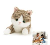 Weighted Cat Stuffed Animal, Realistic Stuffed Cat Toy Throw Pillow Animal for Adults & Kids, Sensory Comfort Pillow, Lying Kitty Plush Toy for Snuggling, Home Decor & Gifts (Gray Stripes, 45CM)