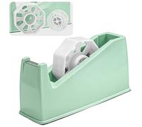 Weighted Desktop Tape Dispenser with 1-Inch & 3-Inch Dual-Core Design, Non-Slip Base & Sharp Metal Blade, Heavy Duty Tape Holder for Office, Home, School & Business - Green