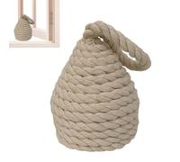 Weighted Door Stopper - Floor Door Stop | Natural Wicker Door Stopper With Handle, Rope Knot Cotton Door Stop, Rustic Farmhouse Door Jammer, Weighted Interior Doorstop For Window Wedge Bookend Dog Toy