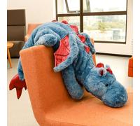 Weighted Dragon Stuffed Animals, Soft and Sturdy Heavy Weighted Stuffed Animals Toy Dino Pillows Anxiety Relief for Kids and Adults,Large Dinosaur Plush (Blue-90CM)