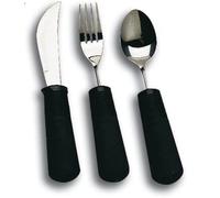 Weighted Extra Wide Handles Easy Grip Cutlery Set, Disability Ideal Dining aid for Elderly Disabled Arthritis Parkinson's Disease Tremors Sufferers (3PCS Curved)