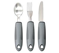 Weighted Extra Wide Handles Easy Grip Cutlery Set, Disability Ideal Dining aid for Elderly Disabled Arthritis Parkinson's Disease Tremors Sufferers (Gray 3PCS)