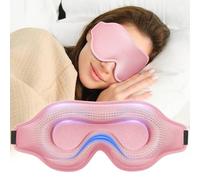 Weighted Eye Mask for Sleeping, 3D Contoured Sleep Mask Blackout with Adjustable Strap, Lash Extensions Sleeping Mask for Travel, Eye Cover Blindfold for Men Women (Pink, 4.6oz)