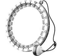 Weighted Hoola Hoops, Two-in-one Abdominal Fitness Massage Smart Hula Hoop, 24 Sections can be Freely Combined and Never Drop Hula Hoop, Suitable for Most People's Weight Loss Needs (Silver)