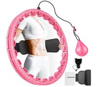 Weighted Hula Hoop for Adults Weight Loss,Infinity Weighted Hoop Plus Size with Sweat Belt,Waist Trainers for Women,Exercise Hula Hoop Womens Weight Loss At Home (Bright pink)