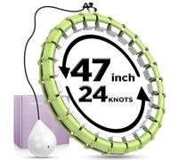 Weighted Infinity Hoop with 24 Detachable Quiet Knots, Hula Circle Hoop for Adults Weight Loss, Exercise Fit Hoop Suitable for Women and Beginners, Smart Adjustable Hoops, Green