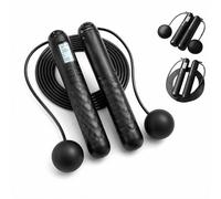 Weighted Jump Rope for Adults & Kids with Counter, Gravity Ball, LCD Display, and Adjustable Cord - Ideal Exercise Equipment for Indoor & Outdoor Fitness