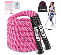 Weighted Jump Rope for Women, 1.25LB Heavy Skipping Rope for Exercise with Training Poster, 9.19FT Weight Fitness Jump Rope for Improve Strength, Building Muscle & Total Body Workout Equipment(Pink)