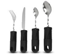 Weighted Silverware, 4PCS Parkinsons Patients Arthritic Aid Hand Tool Tremor Spoon Fork Knife Adaptive Utensil Set for Eating Drinking Cooking