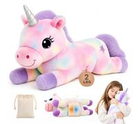 Weighted Stuffed Animal for Kids & Adults, 2 lbs Microwavable Unicorn Plush | Microwavable Unicorn Plush with Removable Heat and Cool Pad, Heatable Weighted Plush for Hugging, Bedtime Comfort Gift 15"