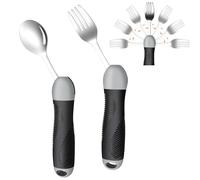 Weighted & Swivel Adaptive Utensils for Hand Tremors,Parkinson‘s - Comfort Grip Silverware Set, Eating Aids for Arthritis, Elderly & Weak Hands (Spoon & Fork)