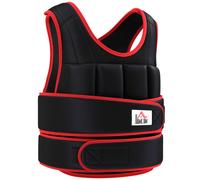 Weighted Vest Black/Red 20kg Adjustable One Size 60x50cm Padded Training Workout