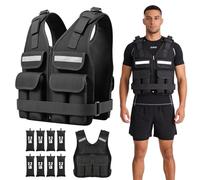 Weighted Vest with Reflective Stripe, Adjustable 0.9kg to 8kg Weight Vest for Women Men, Convenient Pocket Weighted Vests for Gym Workouts, Yoga Training, Aerobic Exercises Walking, Strength Training