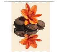 Weighted Waterproof Shower Curtain Orange Long Bathroom Shower Curtains for Bathroom Wet Room Tub Bath Decor with 12 Hooks, Washable, Quick Dry Soft Polyester Fabric 78.7x78.7in 5-869