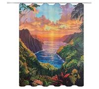 Weighted Waterproof Shower Curtain Paintings Extra Long Bathroom Shower Curtains for Bathroom Wet Room Tub Bath Decor with 12 Hooks, Washable, Quick Dry Soft Polyester Fabric 94.5x78.7in 5-879