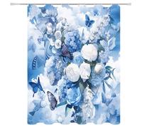 Weighted Waterproof Shower Curtain PeonyShort Bathroom Shower Curtains for Bathroom Wet Room Tub Bath Decor with 12 Hooks, Washable, Quick Dry Soft Polyester Fabric 59.1x70.9in 5-915