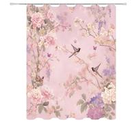 Weighted Waterproof Shower Curtain Pink Long Bathroom Shower Curtains for Bathroom Wet Room Tub Bath Decor with 12 Hooks, Washable, Quick Dry Soft Polyester Fabric 70.9x78.7in 5-963
