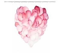 Weighted Waterproof Shower Curtain PinkShort Bathroom Shower Curtains for Bathroom Wet Room Tub Bath Decor with 12 Hooks, Washable, Quick Dry Soft Polyester Fabric 70.9x70.9in 5-957