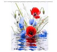 Weighted Waterproof Shower Curtain RedShort Bathroom Shower Curtains for Bathroom Wet Room Tub Bath Decor with 12 Hooks, Washable, Quick Dry Soft Polyester Fabric 47.2x70.9in 5-1043
