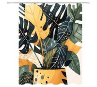 Weighted Waterproof Shower Curtain RetroShort Bathroom Shower Curtains for Bathroom Wet Room Tub Bath Decor with 12 Hooks, Washable, Quick Dry Soft Polyester Fabric 59.1x70.9in 5-1075