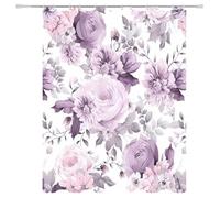 Weighted Waterproof Shower Curtain RosesShort Bathroom Shower Curtains for Bathroom Wet Room Tub Bath Decor with 12 Hooks, Washable, Quick Dry Soft Polyester Fabric 47.2x70.9in 5-1085