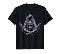 Weightless Astronaut Meditating Ringed Spheres T-Shirt