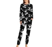 Weightlifting And King Women's Pajama Sets Long Sleeve Sleepwear Two Piece Lounge Set Soft Pants with Pocket