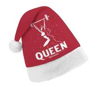 Weightlifting And Queen Classic Christmas Santa Hat Unisex Printed Xmas Holiday Hats for New Year Festive Party