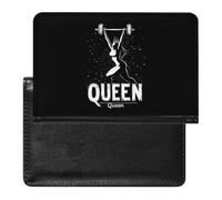 Weightlifting and Queen Leather Passport Holder Compact ID Card Cover Case Slim Travel Wallet for Men Women