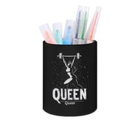 Weightlifting And Queen Leather Pen Holder Round Pencil Pot Makeup Brush Holders Multifunctional Desk Organizer
