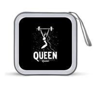 Weightlifting and Queen Portable CD Case 40 Capacity DVD Collection Holder Zipper Storage Wallet for Car Home Travel
