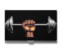 Weightlifting Barbell Dumbbell Business Card Wallet Credit Card Holder Metal Square Small Pocket Purse
