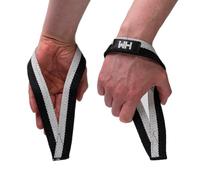 Weightlifting House Wrist Straps for Olympic Weight Lifting, Bodybuilding, Snatch, Pulls and Deadlifts. Weight Lifting Workout Wraps for Men & Women. (Black & White)