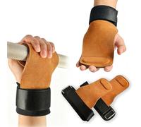 Weightlifting Lifting Straps, Leather Pad Wrist Support, Non Slip | Thickened Padding, Wear Resistant, Hook and Loop, Metal Buckle, for Deadlifts Pull Ups Rows, Men and Women