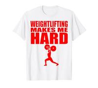Weightlifting Makes Me Hard Offensive Humorous Shirts Value Graphic T-Shirt, Men, White, L